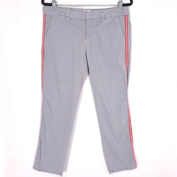 Nili Lotan Pants - NILI‎ LOTAN East Hampton Pants Size 8 Side Stripe Gray Tribeca Raw Hem USA MADE